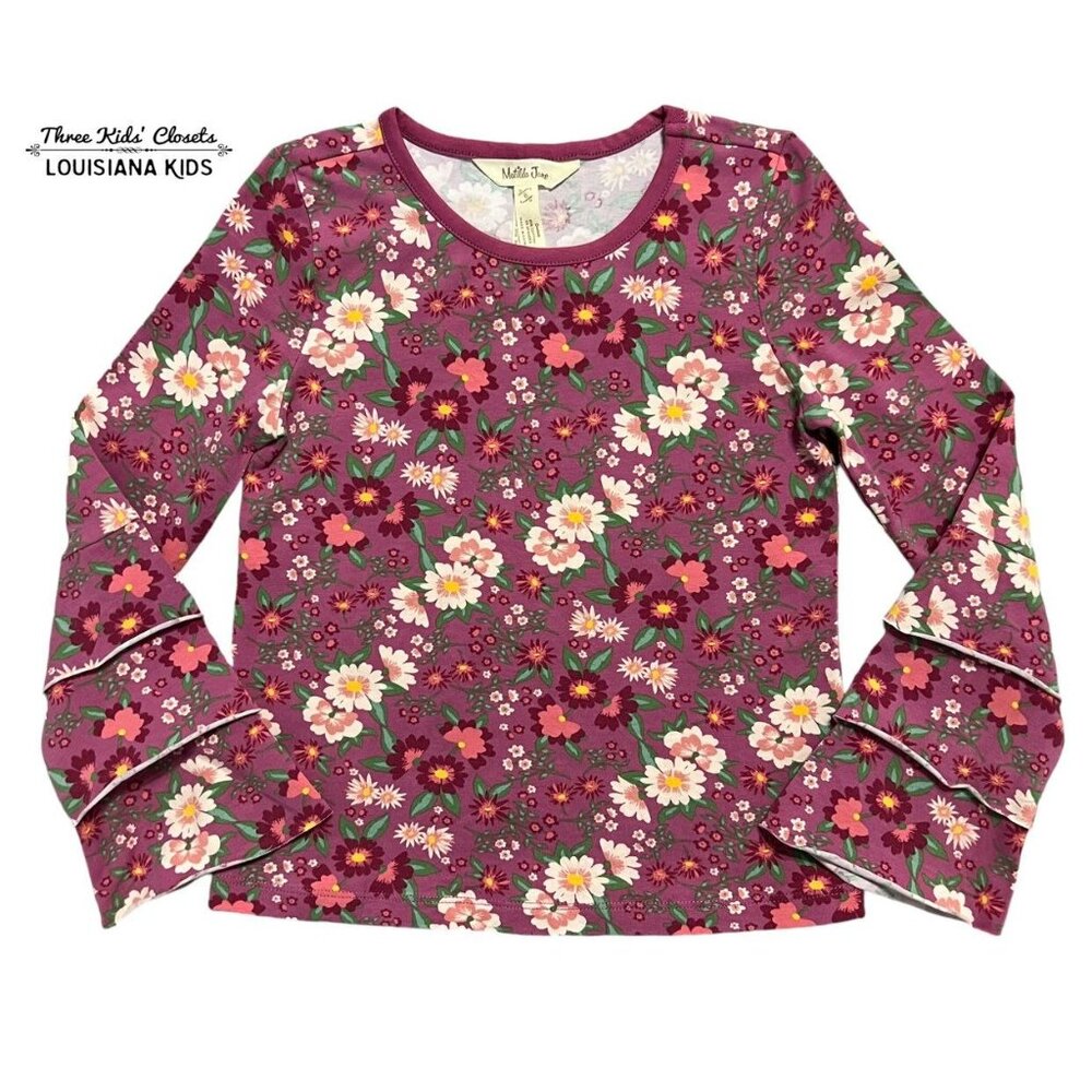 Matilda Jane 6Y Moments With You Purple Floral Apple Orchard Top